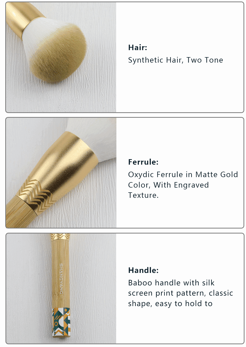 5pcs Bamboo Handle Brush (brosse à manche en bambou)