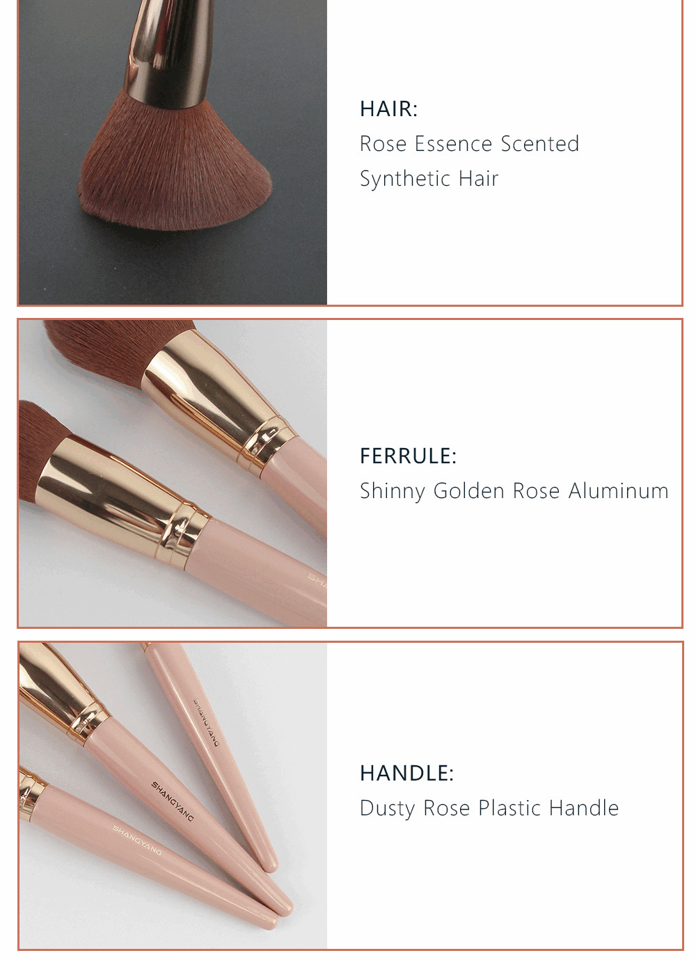 Dusty Rose 6 Pcs Face Brush Set 