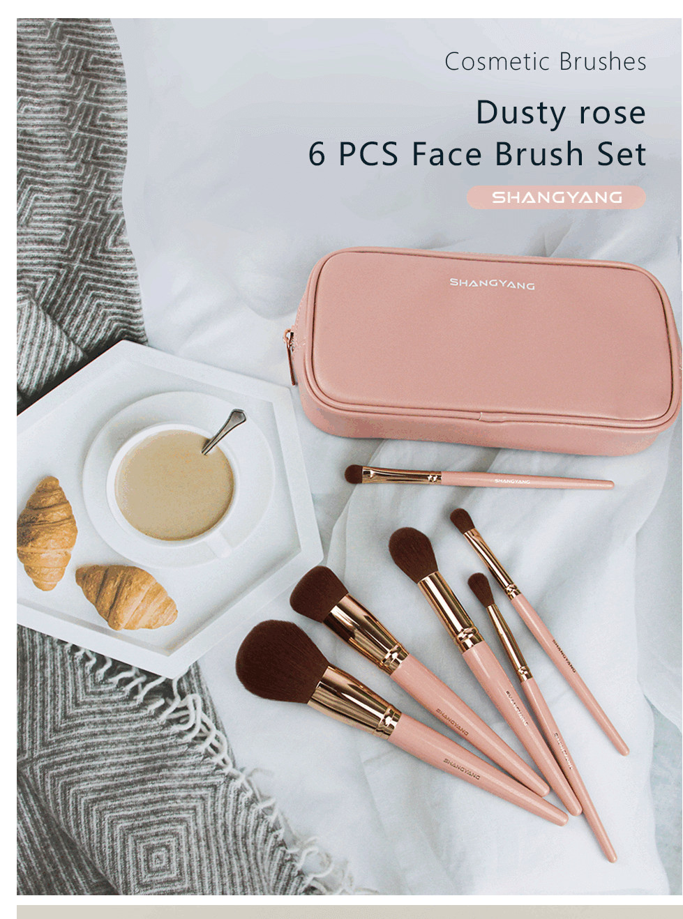 Dusty Rose Set de 6 Brochas Faciales 