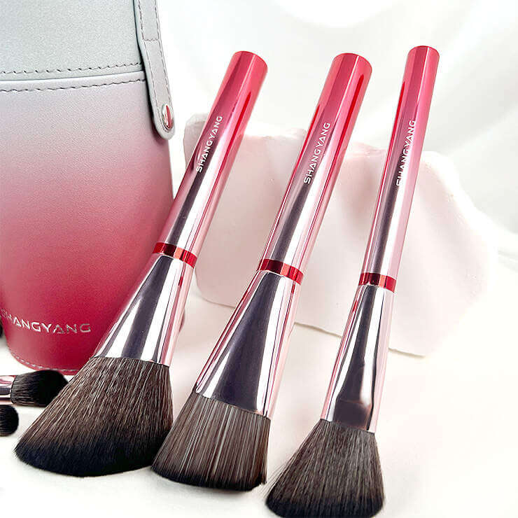 14PCS Red Gray Gradient Makeup Brushes With Case