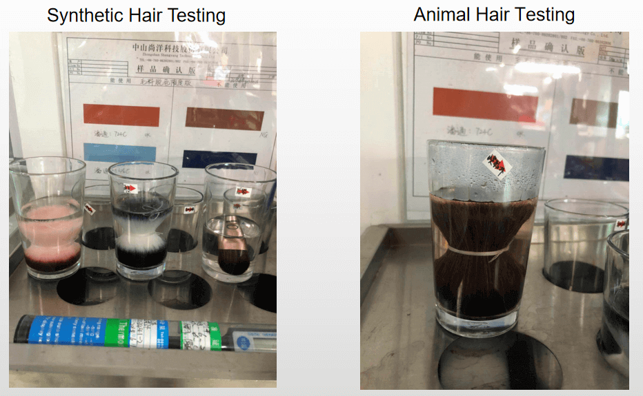 Prueba del pelo animal frente a la prueba del pelo sintético