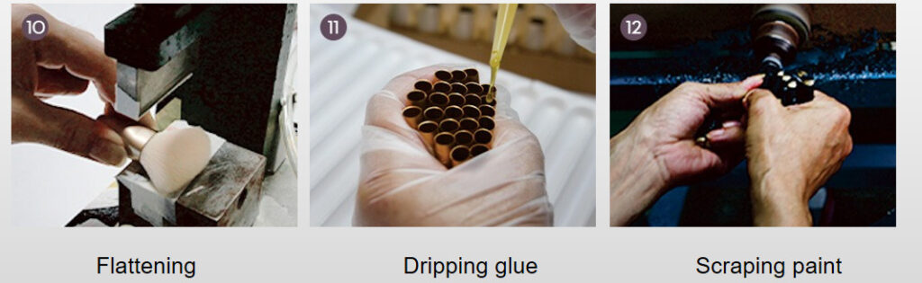 manufacturing makeup brushes- Flattening, dripping glue,scraping paint