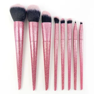 SYC-A47 8PCS Pink Glitter Rose Makeup Brush Set Vegan Hair (Conjunto de pincéis de maquiagem rosa com glitter)