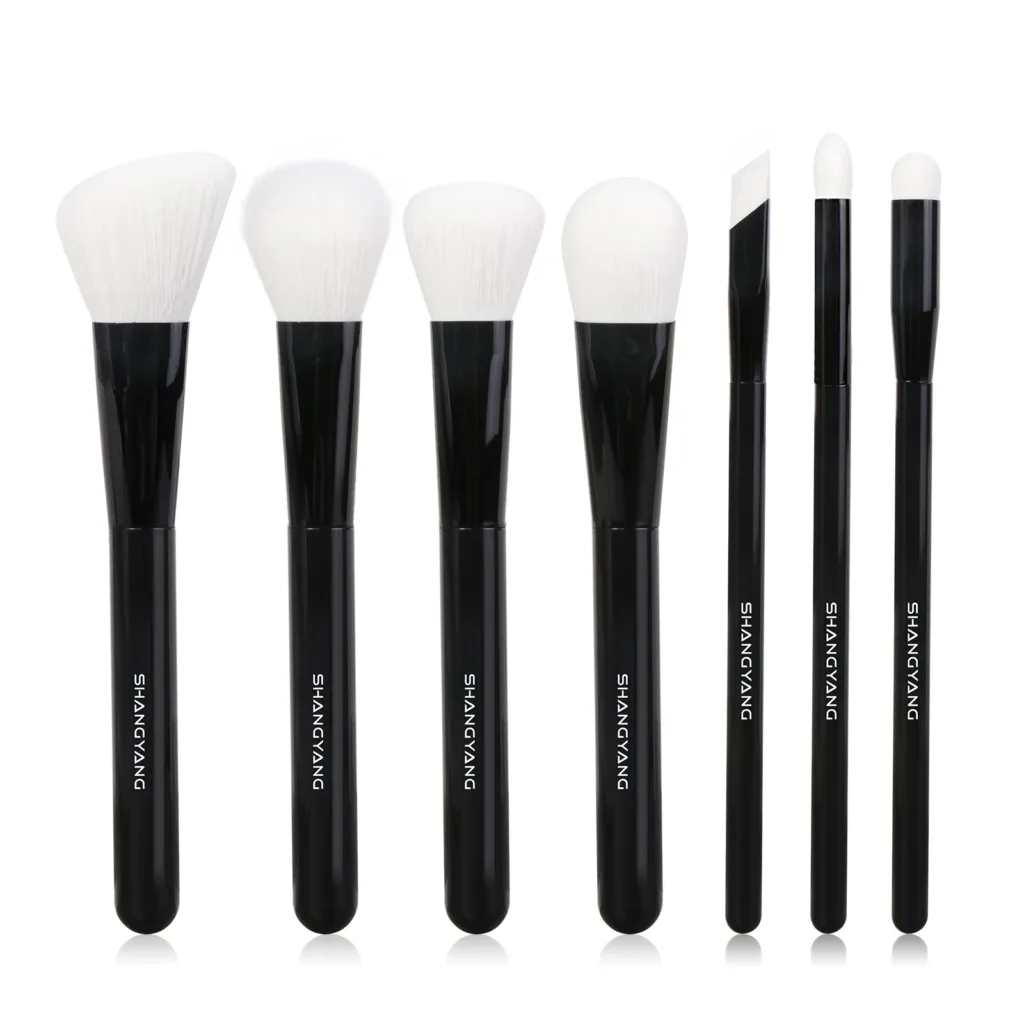 Black and white makeup brush set