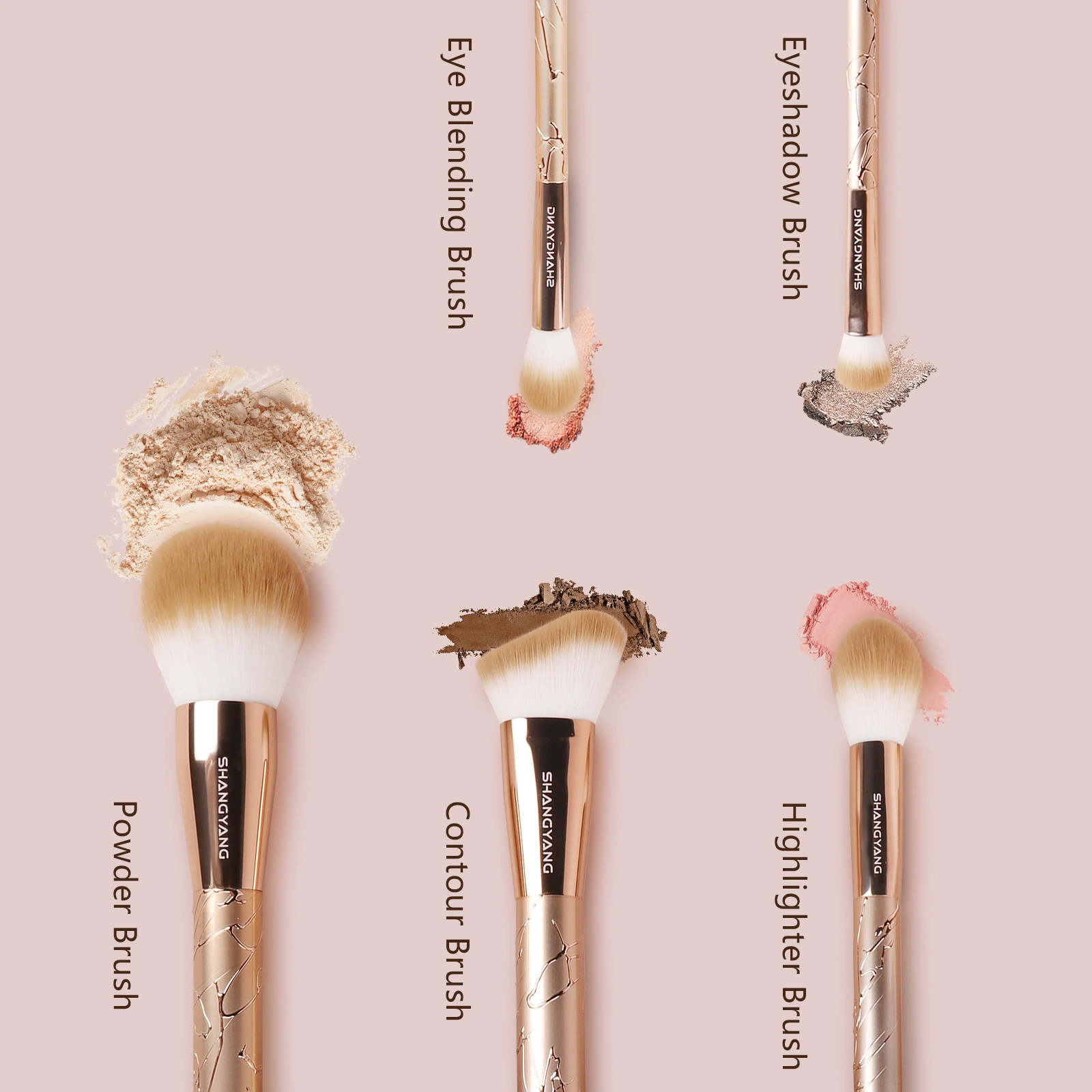 Golden Beginner Makeup Brush Set With Bag