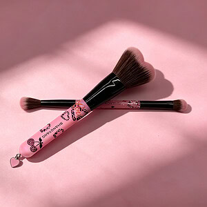 Pink Leopard Heart Makeup Brush Duo