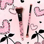 Pink Leopard Heart Makeup Brush Duo Pink Leopard Heart Makeup Brush Duo